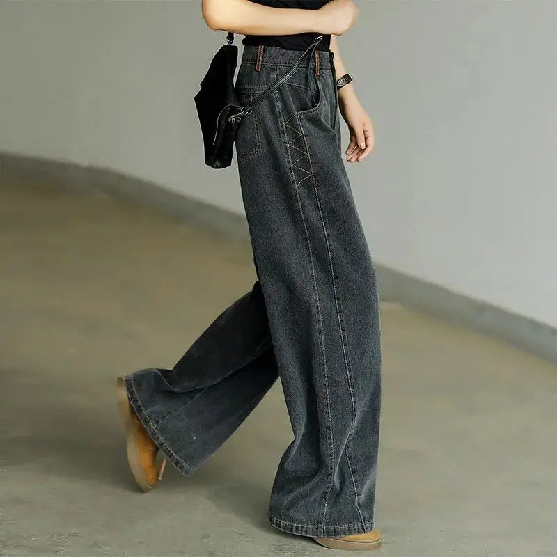 Women's Wide Leg Jeans Woman High Waisted Trousers Flared Pants Baggy Jean Large Korean Fashion Clothes Clothing Denim Pant