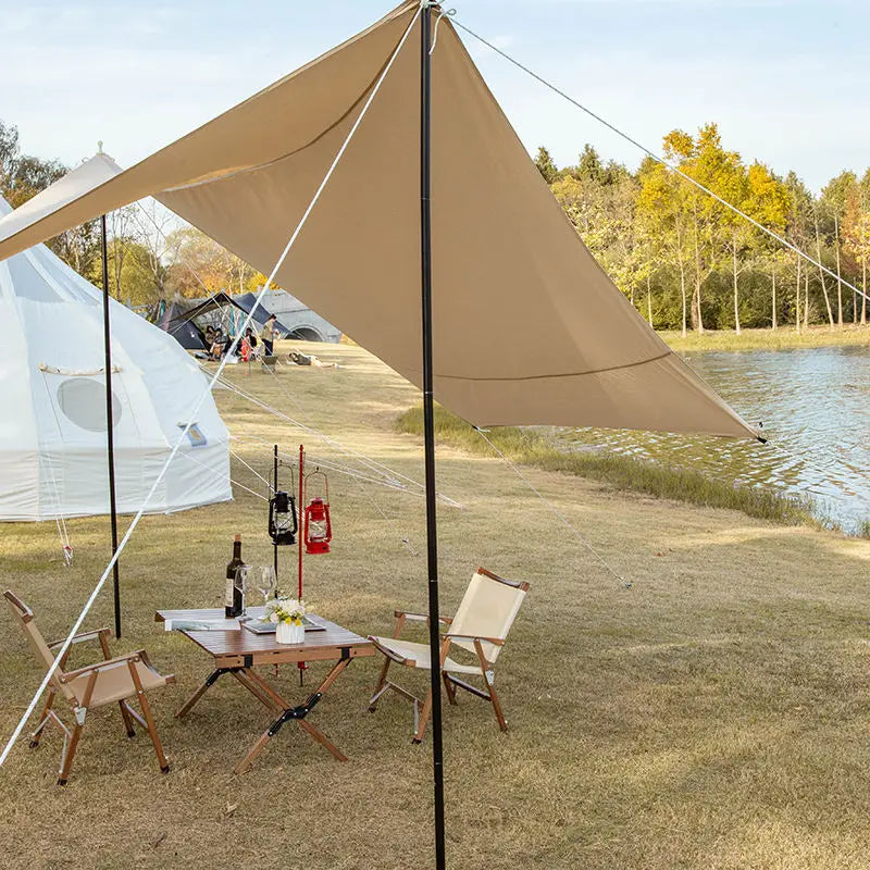 Luxury Outdoor Retractable Large Portable Folding Awning Cotton Canvas Sun Shelter Tent Camping Barbecue Sunshade Rainproof