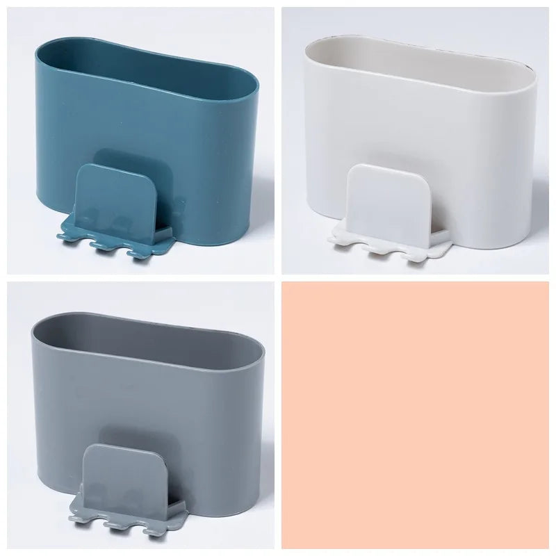 New Wall-Mounted Toothbrush Holder Bathroom Punch-Free Tooth Cup Rack Household Wall-Mounted Mouthwash Cup Holder Storage Box