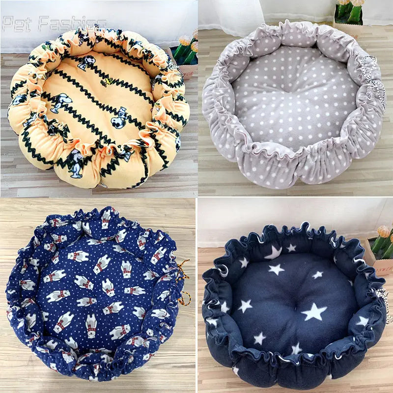 Round Cat Bed House Long Plush Pet Bed For Cats Cushion For Dogs Mat Warm Pet Accessories Home Washable Dog Sofa Soft Sleeping