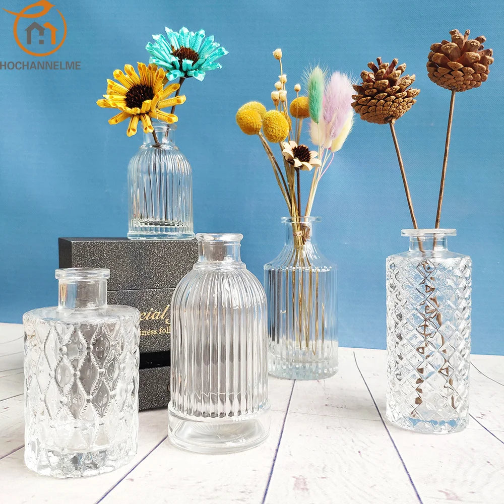 Simple Transparent Glass Small Vase Nordic Decoration Living Room Flower Home Vases For Flowers Aromatherapy Bottle