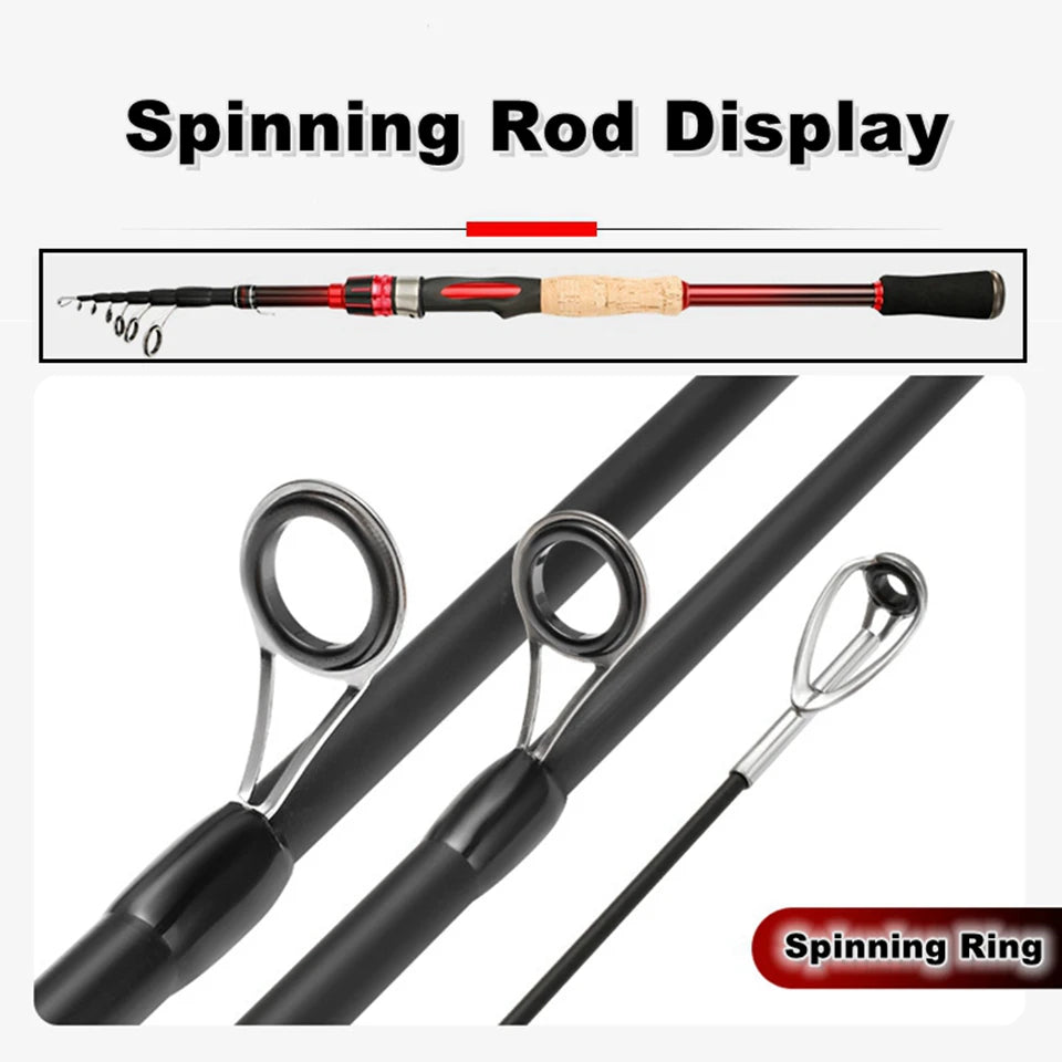 High Quality Carbon Spinning Casting Rod Travel lure Trout telescopic fishing rod  Lure Weight 5-35g carp wooden handle pole