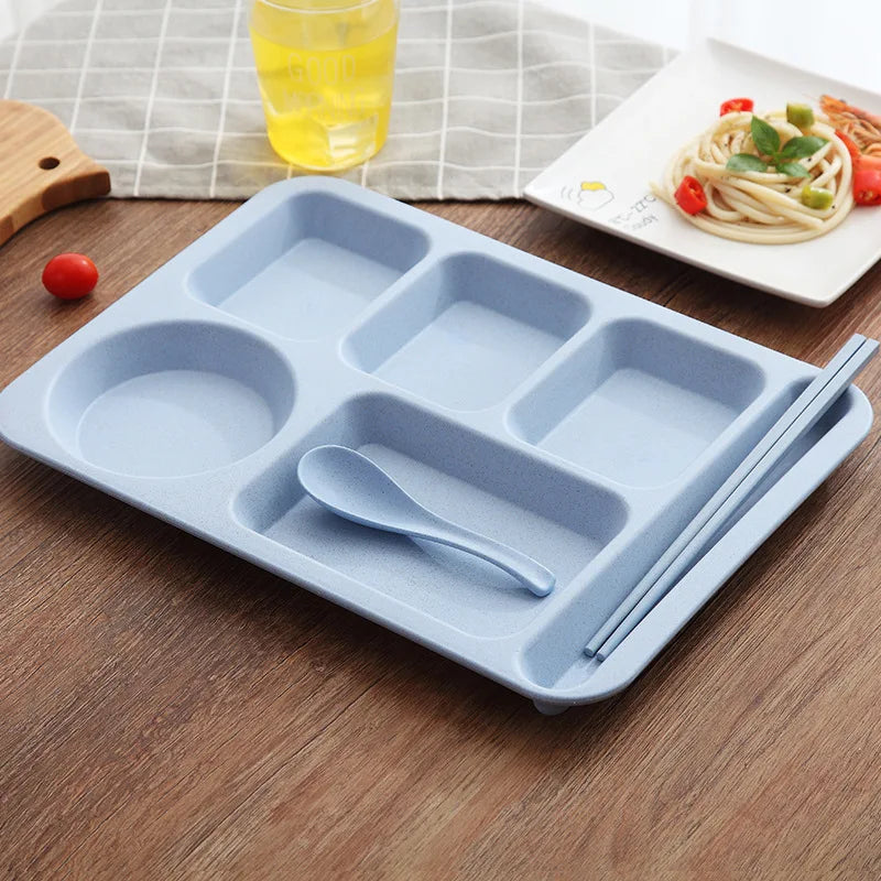 Fast Food Plate Student Meal Plate Divided Canteen Meal Plate Anti-fall Household Meal Plate Separation Plate Bowl Cup Set