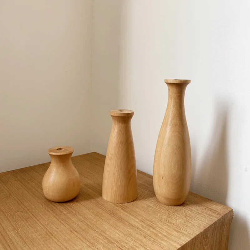 Nordic Minimalism Wooden vase for plants Solid Wood Flower Vases  Plants pot Flower Arrangement Tabletop Home Ornaments