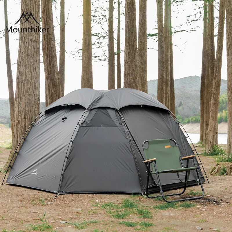 Black Round Tent Outdoor Camping Luxury Single Layer Tourist 210T Anti-tear Seams Taped Waterproof Windproof 4seasons Family