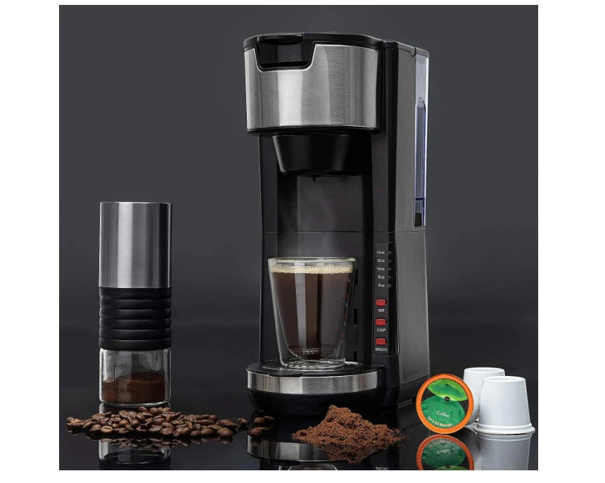 Single Serve Coffee Brewer K-Cup Pods Compatible & Ground Coffee, 30 oz Compact Coffee Maker Single Serve With 5 Brew Sizes