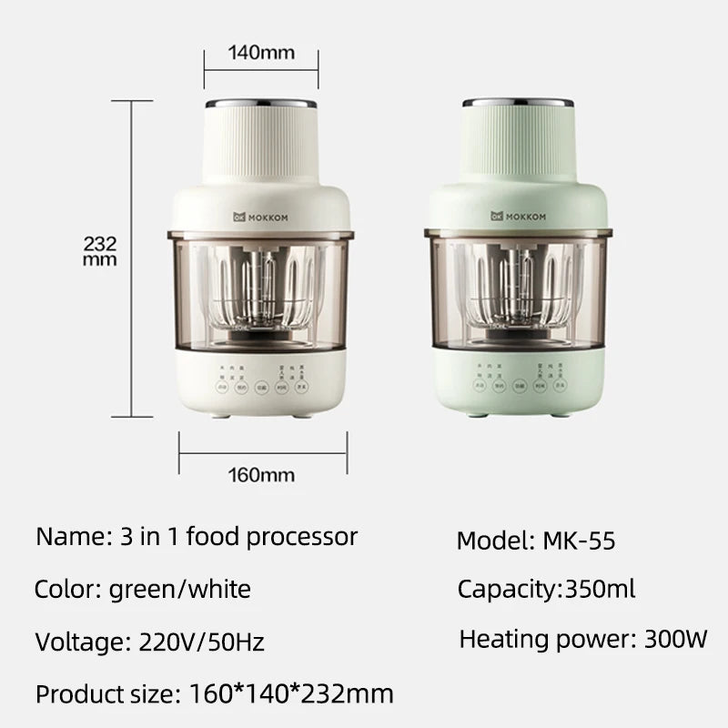 350ml Food Processor Electric Blender Mixer Baby Food Supplement Machine Meat Grinder Food Cooking Blenders Steamer 220V