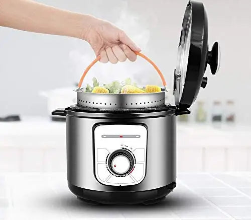 304 Stainless Steel Kitchen Steamer Basket with Silicone Covered Handle Instant Pot Accessories for 3/6/8 Qt Pressure Cooker