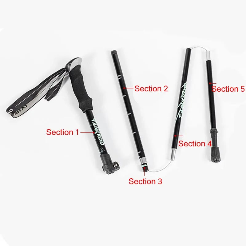 Aluminum Fold Outdoor Walking Sticks Camping Hiking Ultralight Adjustable Telescopic Alpenstock Trekking Poles Climbing