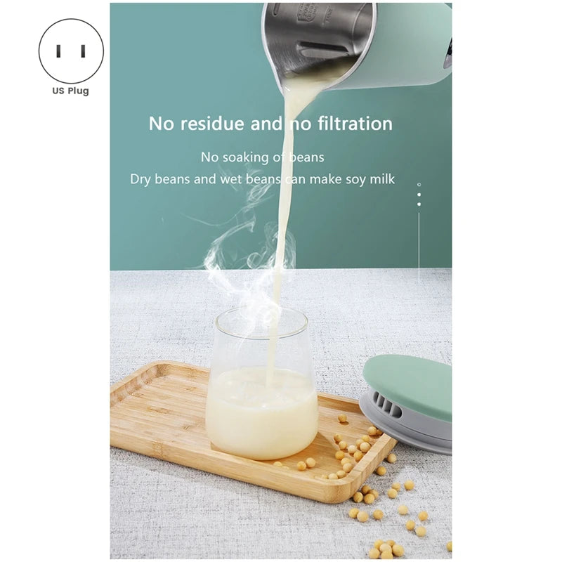 Soymilk Maker Food Blender Electric Juicer Grain Grinder Soya Bean Milk Machine Filter-Free Mixer