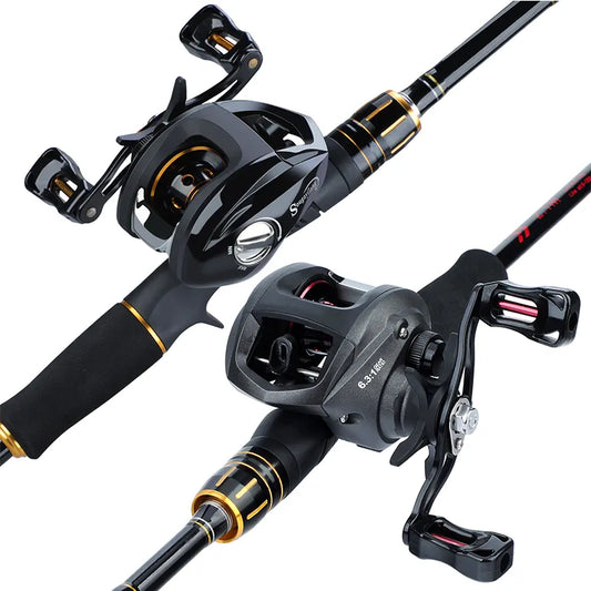 Sougayilang Carbon Fiber Fishing Rod and Reel Combos 4 Section Top Quality Casting Fishing Pole 12+1BB Reel Fishing Set