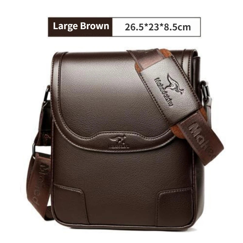 New Men's Business Crossbody Bag Vintage Shoulder Bag Men's PU Genuine Leather Casual Hanging Bag High Quality Shoulder Bag