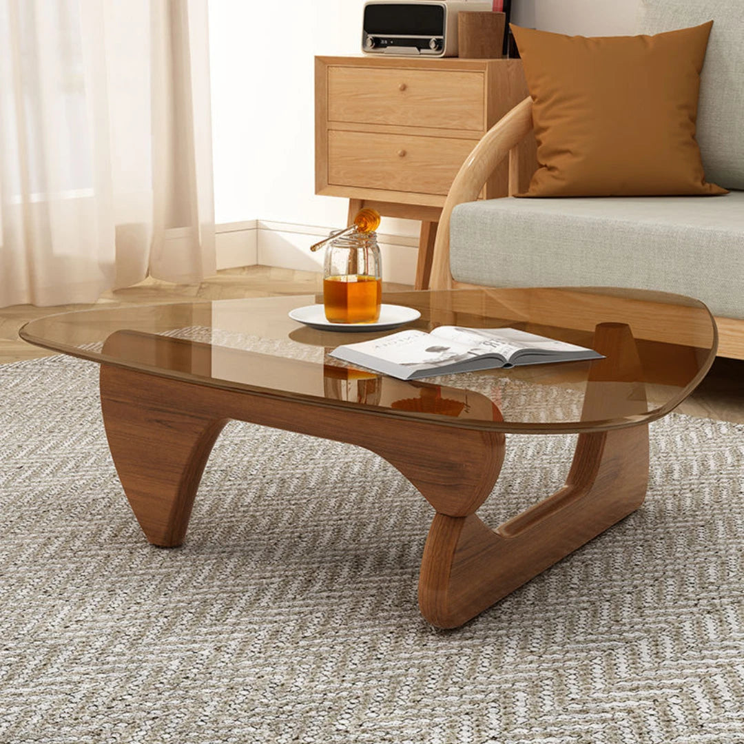 Nordic Tempered Glass Tea Table Home Living Room Side Table Solid Wood Leg Coffee Table Simple Balcony Tatami Corner Table 가구