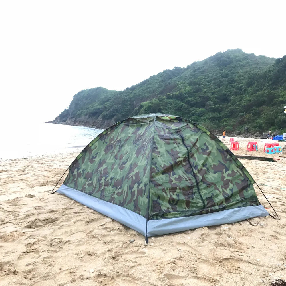 Tomshoo 2 Person Camping Tent Single Layer Portable Camouflage Waterproof Outdoor 3 Season Camping Tent Ultralight Beach Tent