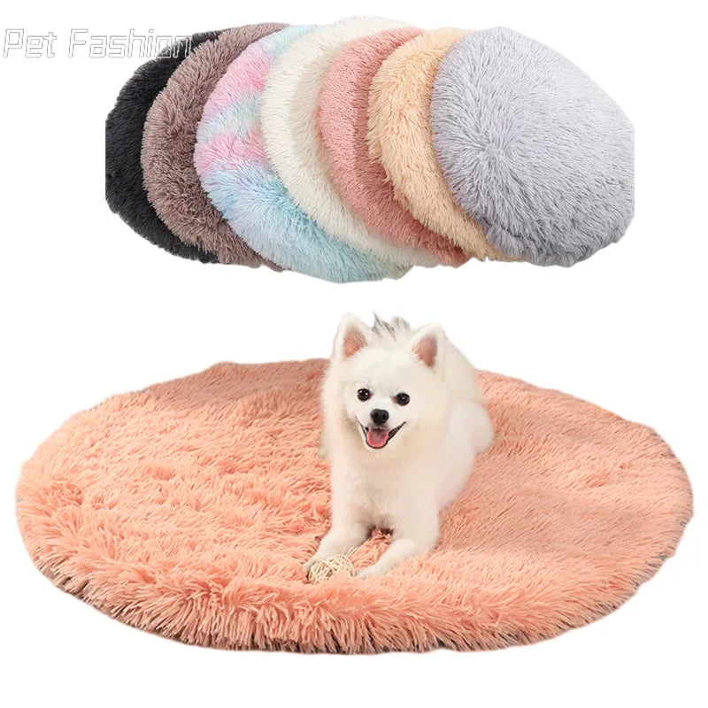 Round Dog Bed Mat Pet Sleeping Bed For Dog Cat Fluffy Plush Pets Cushion For Puppy Teddy Soft Warm Cat Basket Dog Accessories