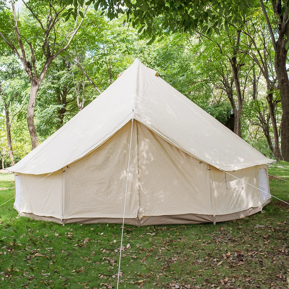 5m 900D oxford fabric Bell Tent 5-8 Person Camping Tent Outdoor Waterproof glamping Tent 4 Season with Furnace Hole on Side Wall