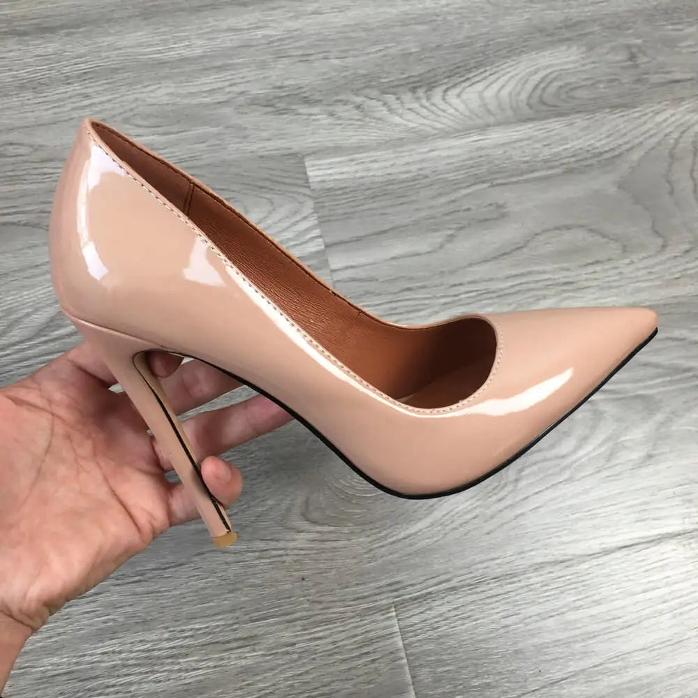 12cm Black Pink White Super High Heels for Women 2023 Luxury Stiletto Gold Silver Metallic Heels Ladies Shoes Pointed Toe Pumps