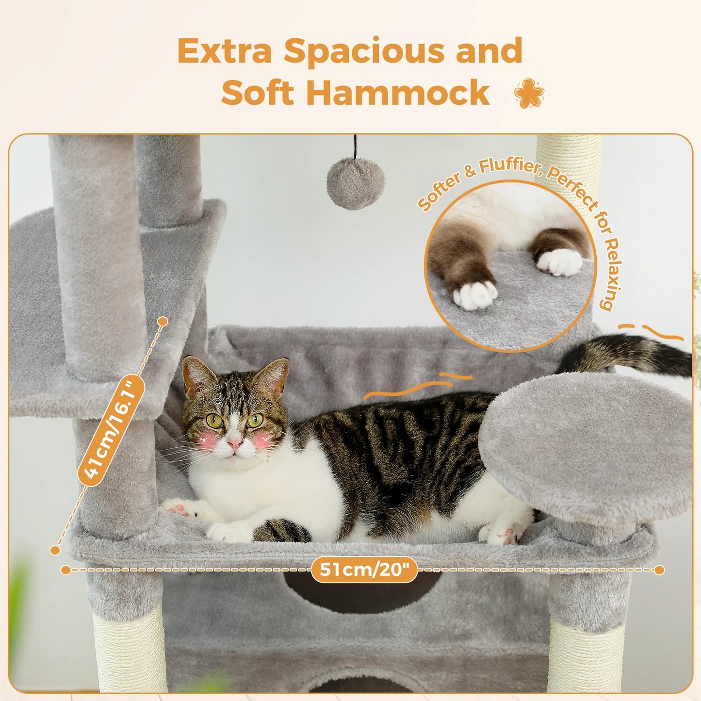 Free Shipping Multi-Level Cat Tree Luxury Cat Tower with Condo Hammock Cat Scrapers with Scratching Post Cat Accessories Cat Toy