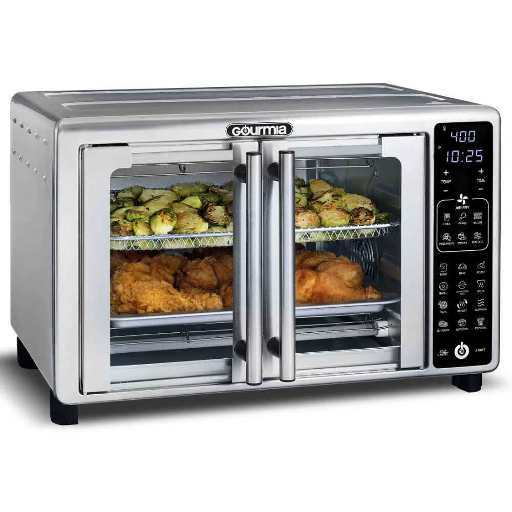 New Gourmia 6-Slice Digital Toaster Oven Air Fryer with 19 One-Touch Presets, Stainless Steel 1700 Watts