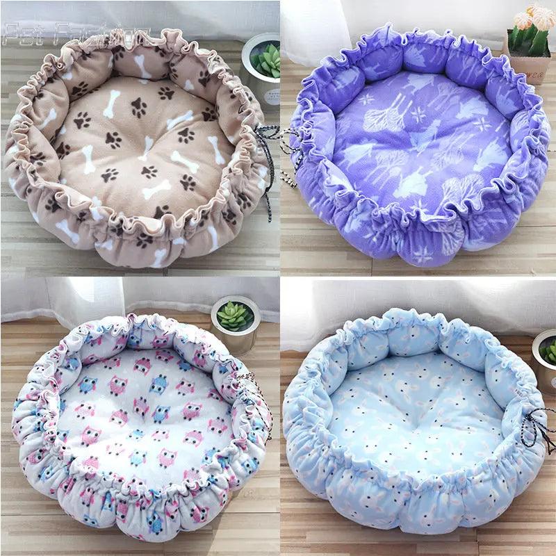 Round Cat Bed House Long Plush Pet Bed For Cats Cushion For Dogs Mat Warm Pet Accessories Home Washable Dog Sofa Soft Sleeping