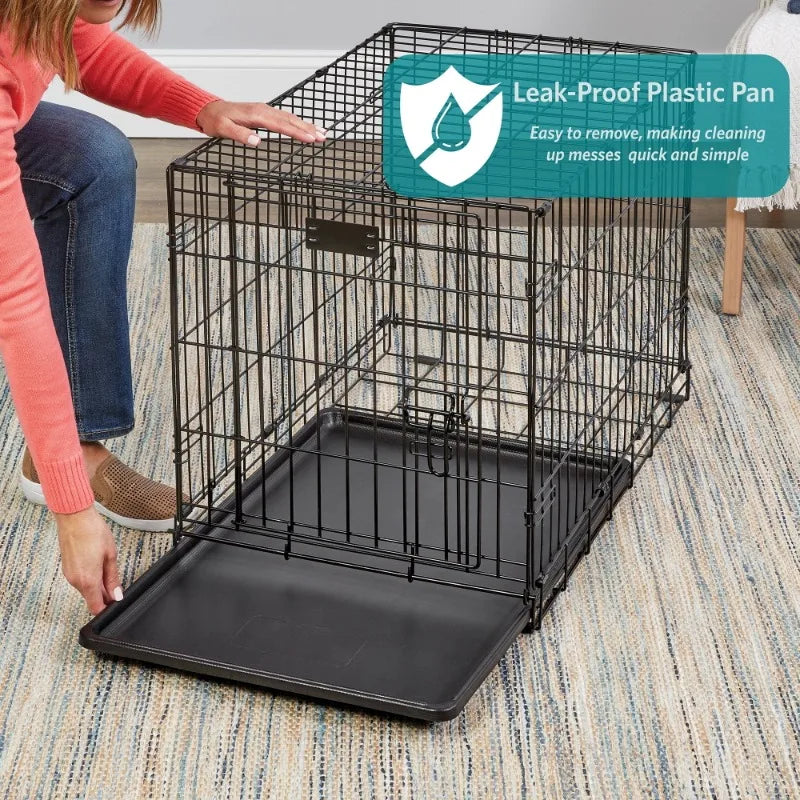 30" Double Door Folding Metal Dog Crate