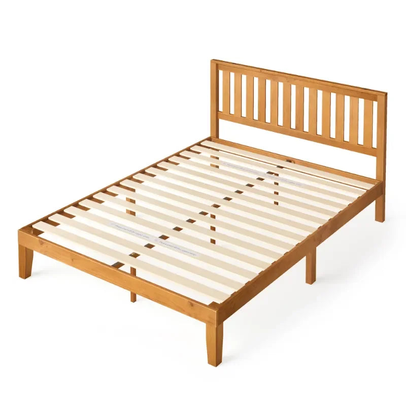 Zinus Alexia 37" Wood Platform Bed with Headboard Rustic Pine Full 76.25 X 53.70 X 37.00 Inches Bedframe Bedroom Furniture