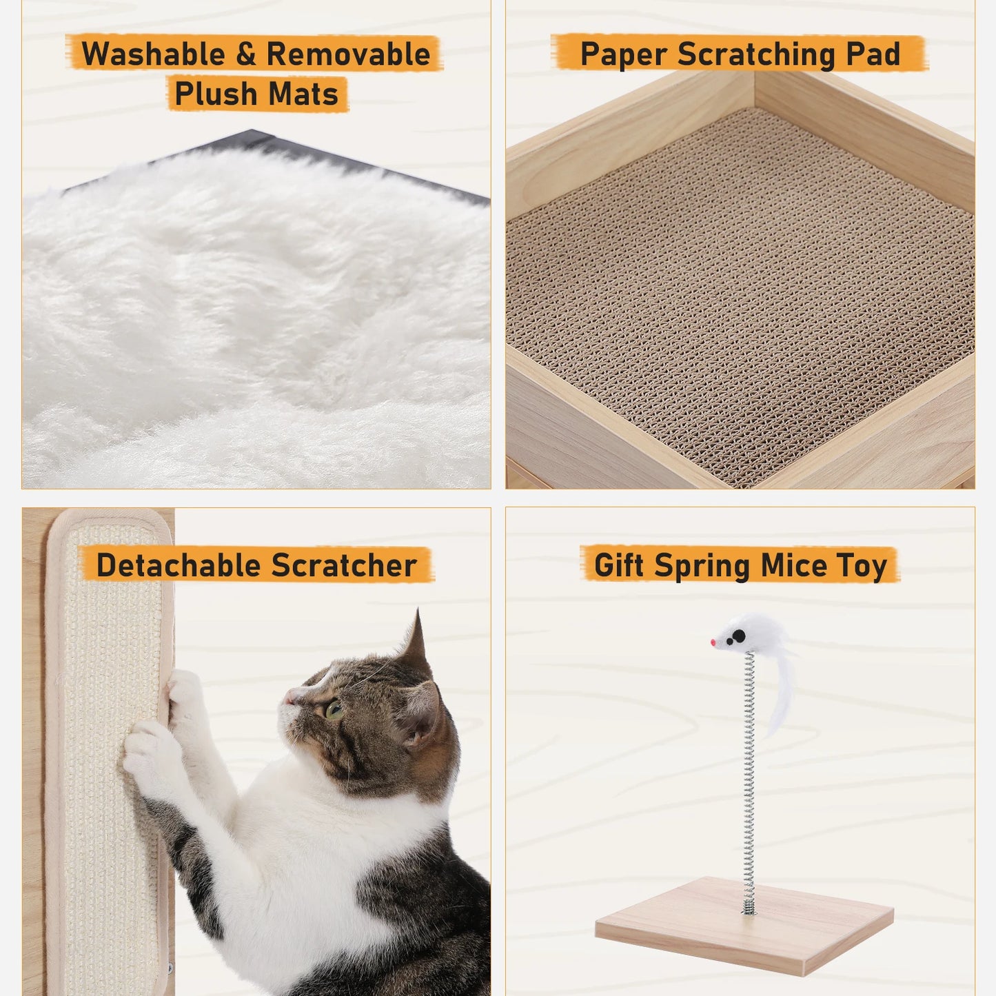 Small Cat Tree for Indoor Cat Tower 3 Levels Spacious Top Scratching Pad Furniture Stand House with Removable Soft Cushions Gift