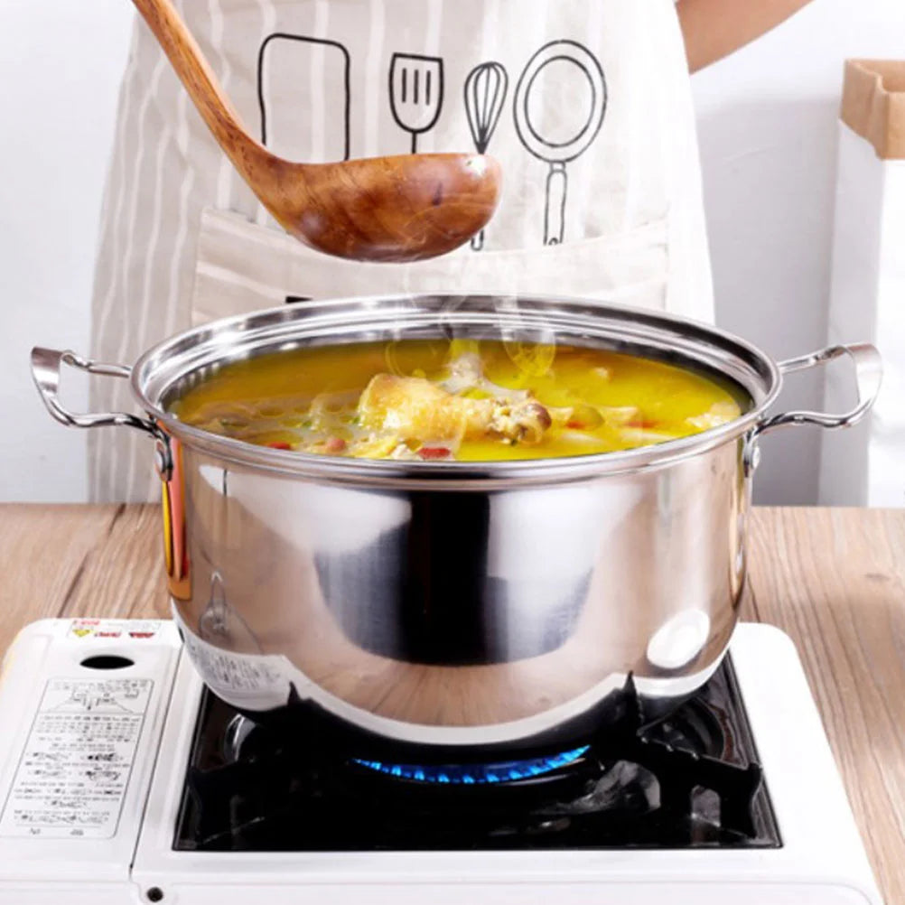 Stainless Steel Soup Pot Milk Pan Kitchen Supplies Stock Single Handle Saucepan Cooking Stockpot Lid