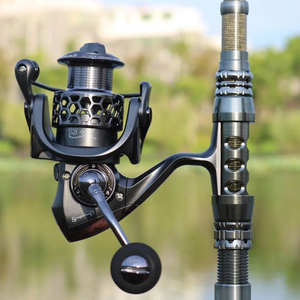 Sougayilang 1000-6000 Series Fishing Reel 13+1BB LightWeight 5.2:1 Smooth Aluminum Spinning Fishing Reel Carp Fishing Tackle