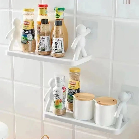 1Pcs Simple Kitchen Home Decor Wall Mounted Spices Jars Storage Bathroom Organizer Stand Storage Rack Storage Shelf Hooks Rack