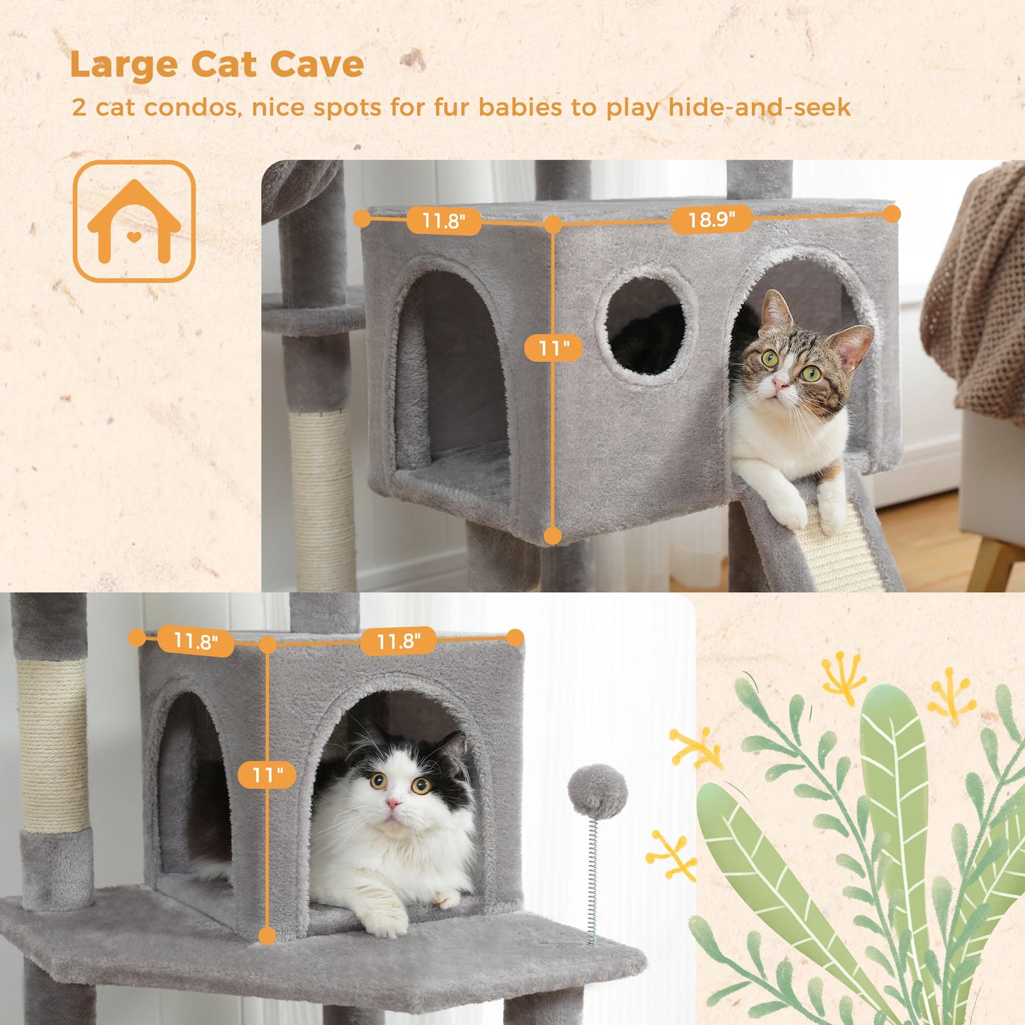 Speedy Pet Multifunctional Chair Creative Cube House with Scratching Removable Pad Cushions Pet Activity Cat Tree with Ball