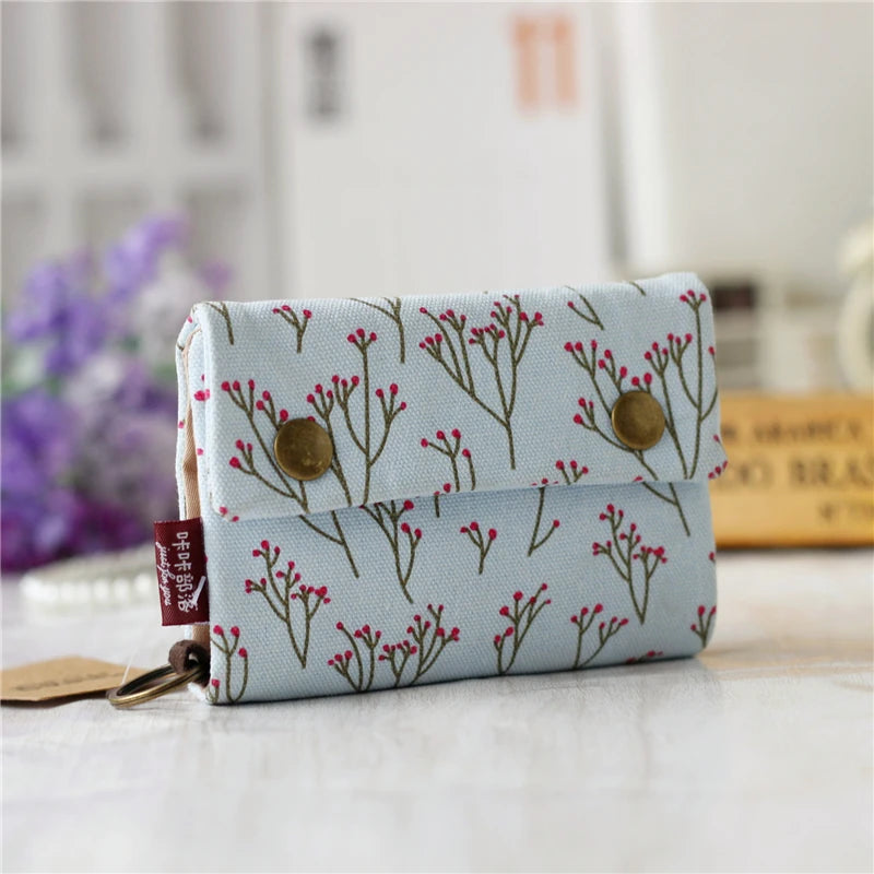 2022 Women Cotton Fabric Short Wallet for Female Large Capacity Coin Purse Card Holder Ladies Multifunction Men Purse Carteira