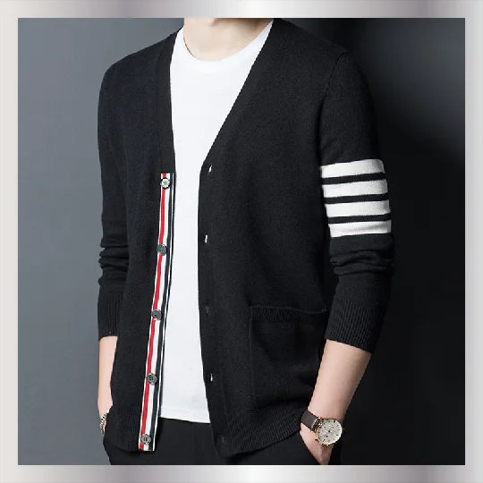 Cashmere Cardigan Knit Men 2022 Korean Fashion Solid Winter Luxury Stylish Men's Clothing Sweater Sheep Wool Knitwears