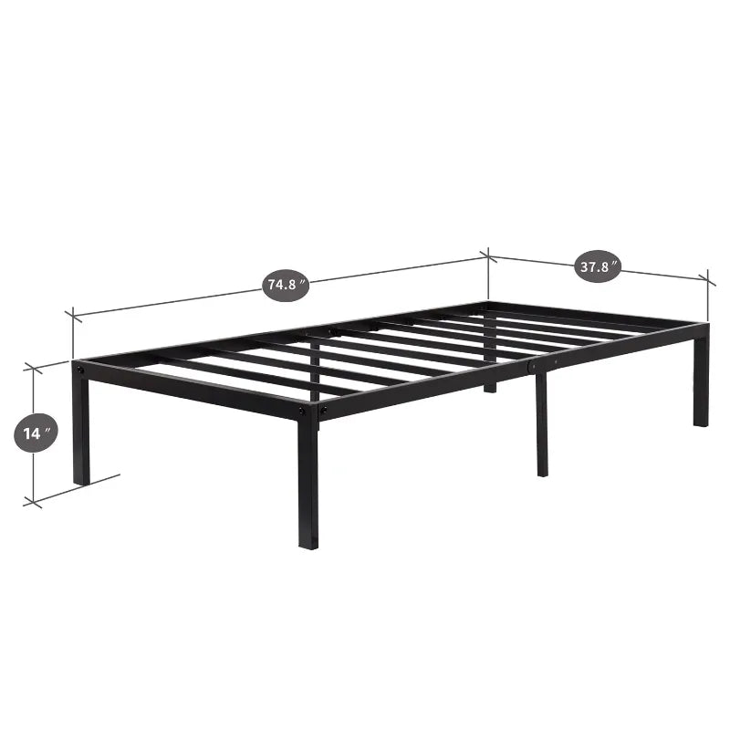 Vebreda Metal Bed Frame Twin Size Bed Frame, Black bedframe bedroom furniture