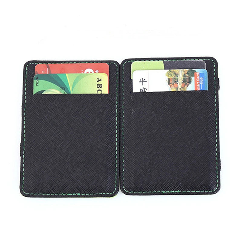 Ultra Thin PU Leather Women Men Magic Wallets Mini Small Coin Purses Portable Short Business Credit Card Holder Clutch Bag Case