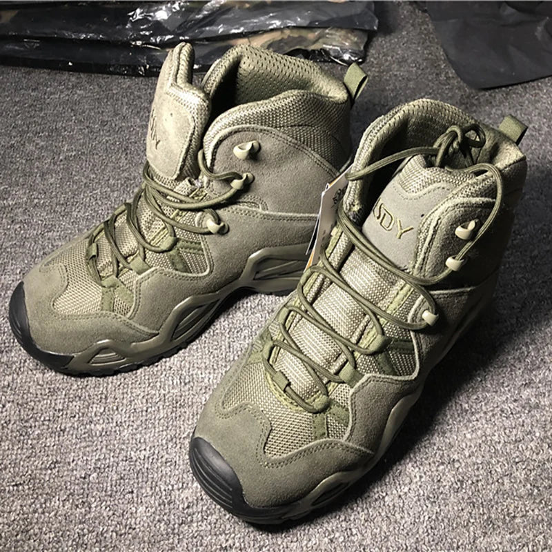 ESDY Outdoor High Top Tactical Boots Military Low Top Hiking Shoes Waterproof Wear-resisting Tactical Climbing Shoes Size 39-45