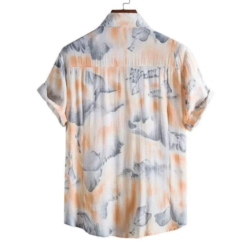 Men Clothing 2022 Summer New Men's Short-sleeved Shirt Leaves Casual Shirt Hawaiian Short-sleeved Shirt Men's Shirt