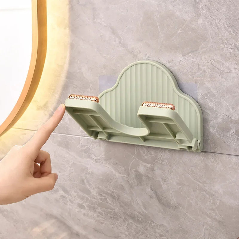 Hair Dryer Holder Wall Mounted Organizer Bathroom Punch-free Stand Foldable Hair Dryer  Storage Holder Rack Bathroom Organizer