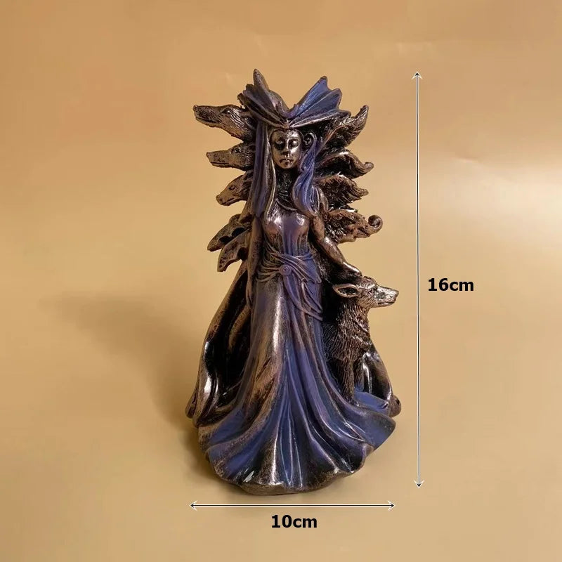 Hecate Greek Goddess of Magic With Her Hounds Statue Sculpture Resin Craft Witch Hound Home Decoration Halloween Dark Ornaments