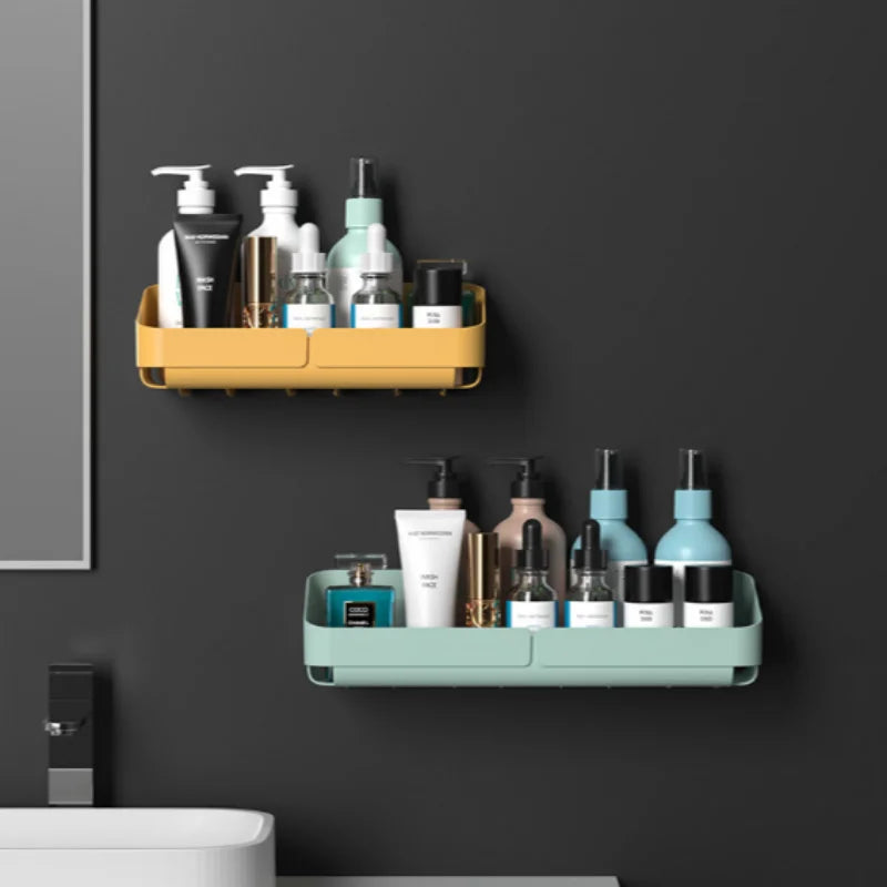 Free punching bathroom shelf vanity storage rack bathroom wall wall mount bathroom suction cup finishing shelf WF308922