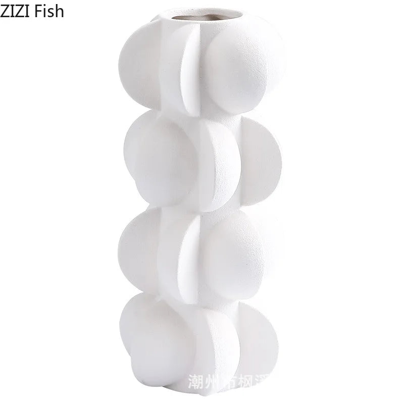 Nordic Resin Vase Geometric Spiral Black and White Flower Vase Living Room Decoration Flower Arrangement Crafts Wedding Vases