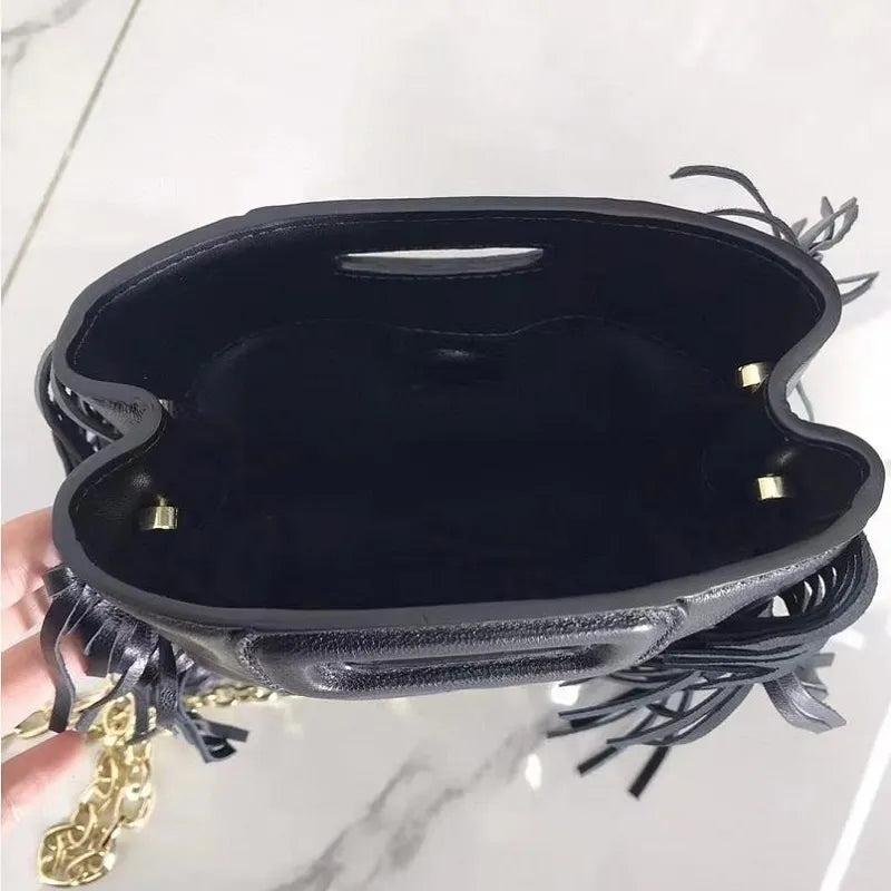 Women Messenger Bags Tassel Women Crossbody Bag Bucket Bag Leather Handbags Women Bags Leather Woman Shoulder Bag Sac A Main