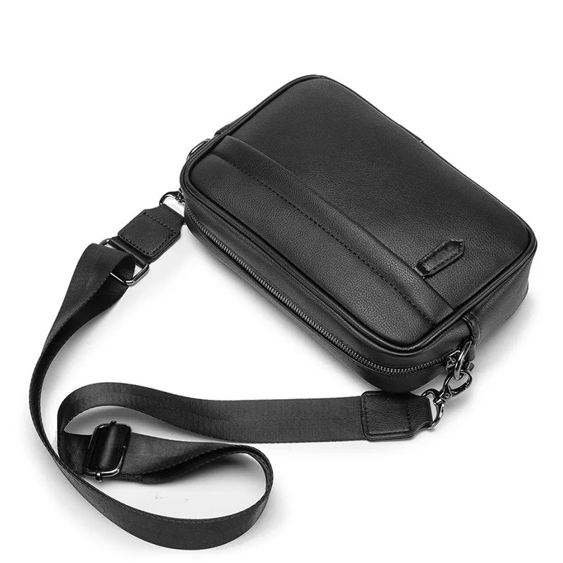 Simple Design Messenger Bag Men Casual Solid Leather Men's Crossbody Bag Small Shoulder Messenger Bags For Man Handbags Purse