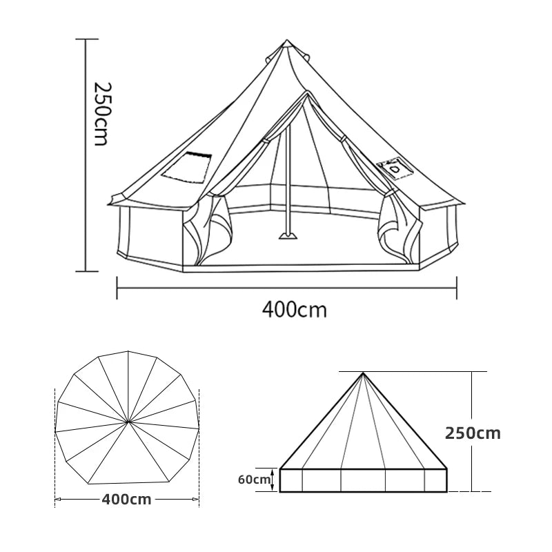 6-10Persons Glaming Luxury Mongolia Yurt Family Travel Hiking Antistorm Outdoor Camping Castle Tent Silver Coated UV Function