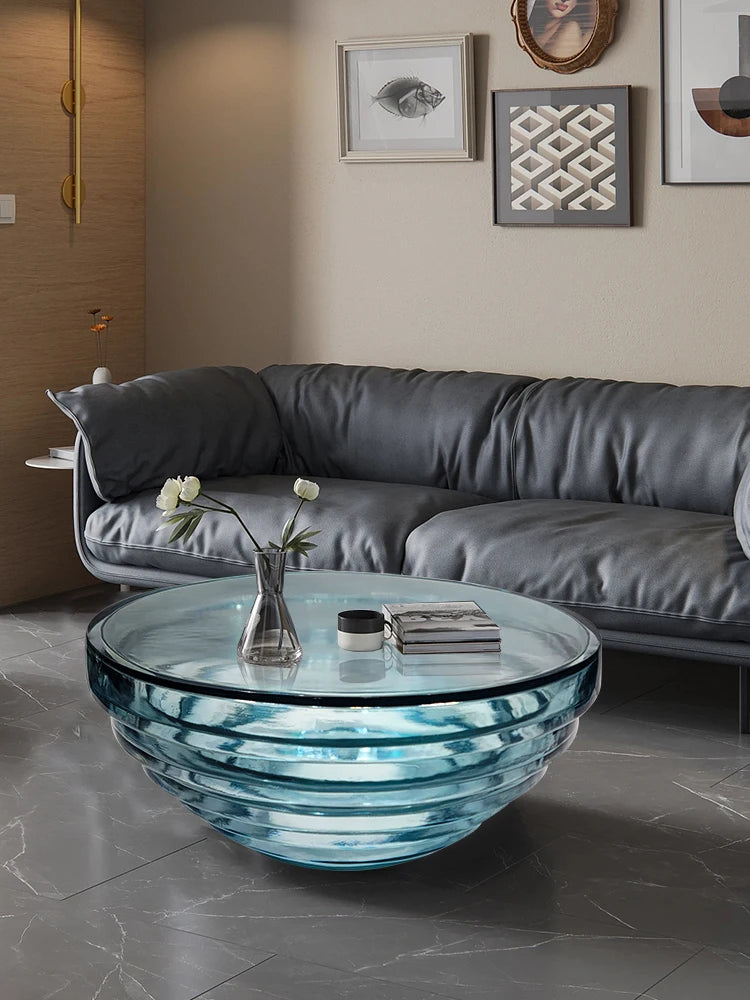 Customized epoxy transparent coffee table table floor sculpture model house sales office living room soft decorative crafts