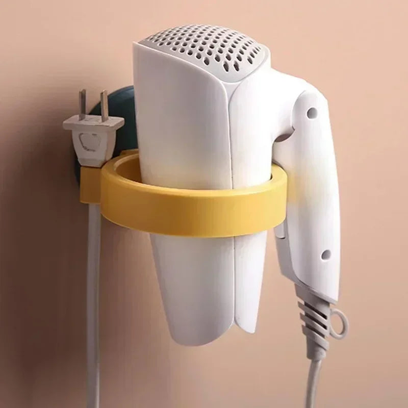 Bathroom No Drilling Wire Hanger Strong Adhesive Storage Hair Dryer Holder Wall Mounted Shelf with Strong Back Glue Straightener