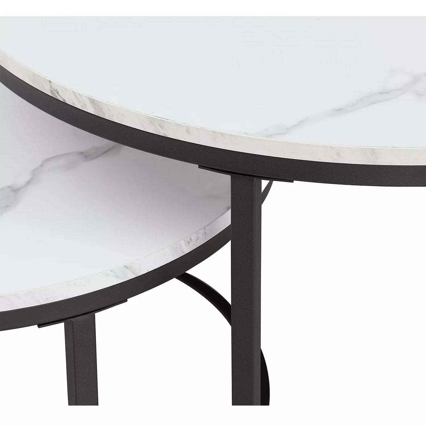 White Marble Round Tea Desk End Table In Living Room Furniture Coffee Table Living Room Wooden Combination Home Metal Bracket