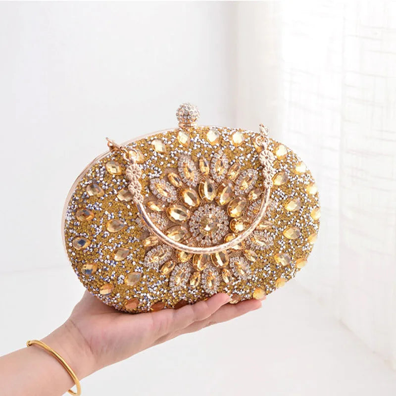 Evening Clutch Bag for Women Wedding Flower Diamond Clutch Purses Chain Designer Luxury Bag Party Handbag with Metal Handle