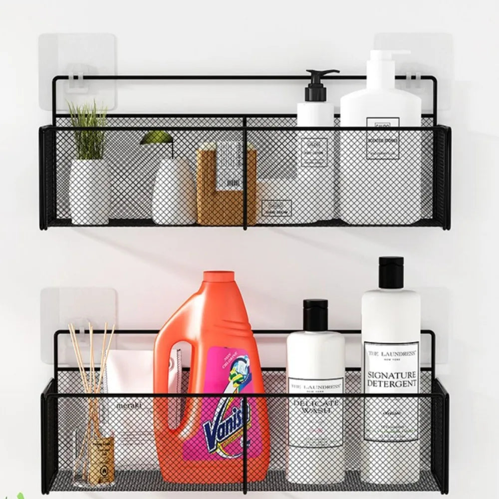 Bathroom Shelf No Drilling Wall-Mounted Bathroom Shelf Storage Organizer Shower Shampoo Rack Toilet Shelves Kitchen Storage