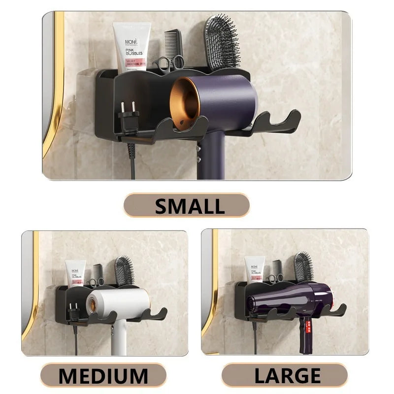 Wall Mounted Hair Holder For  Hair Dryer Stand Bathroom Shelf  Shaver Straightener Storage Rack Bathroom Organizer